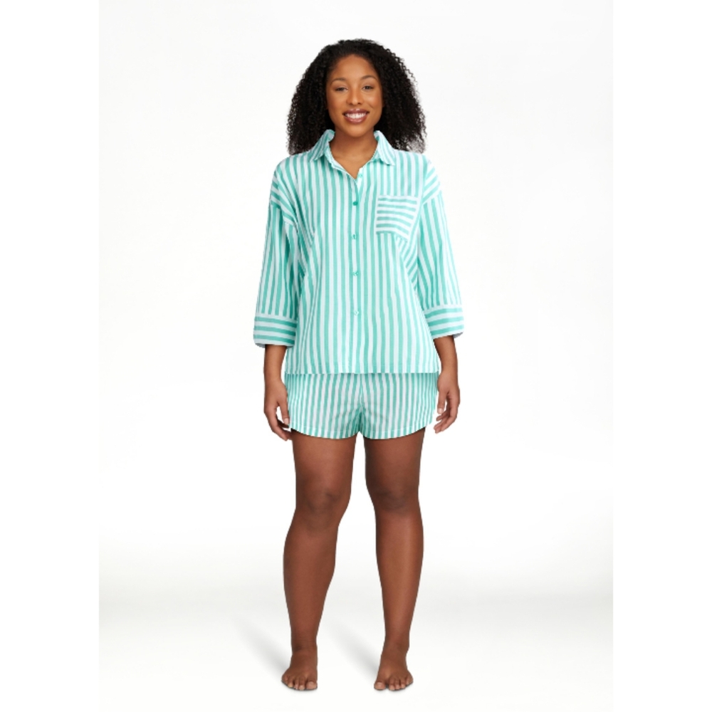 U R Cute 🥰 PJ Set Boxer Shorts w/ POCKETS & Full Button Down Shirt Pajamas - Picture 12 of 14